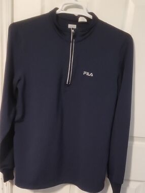 FILA Men’s Navy Zip-Front Pullover with Contrast Trim